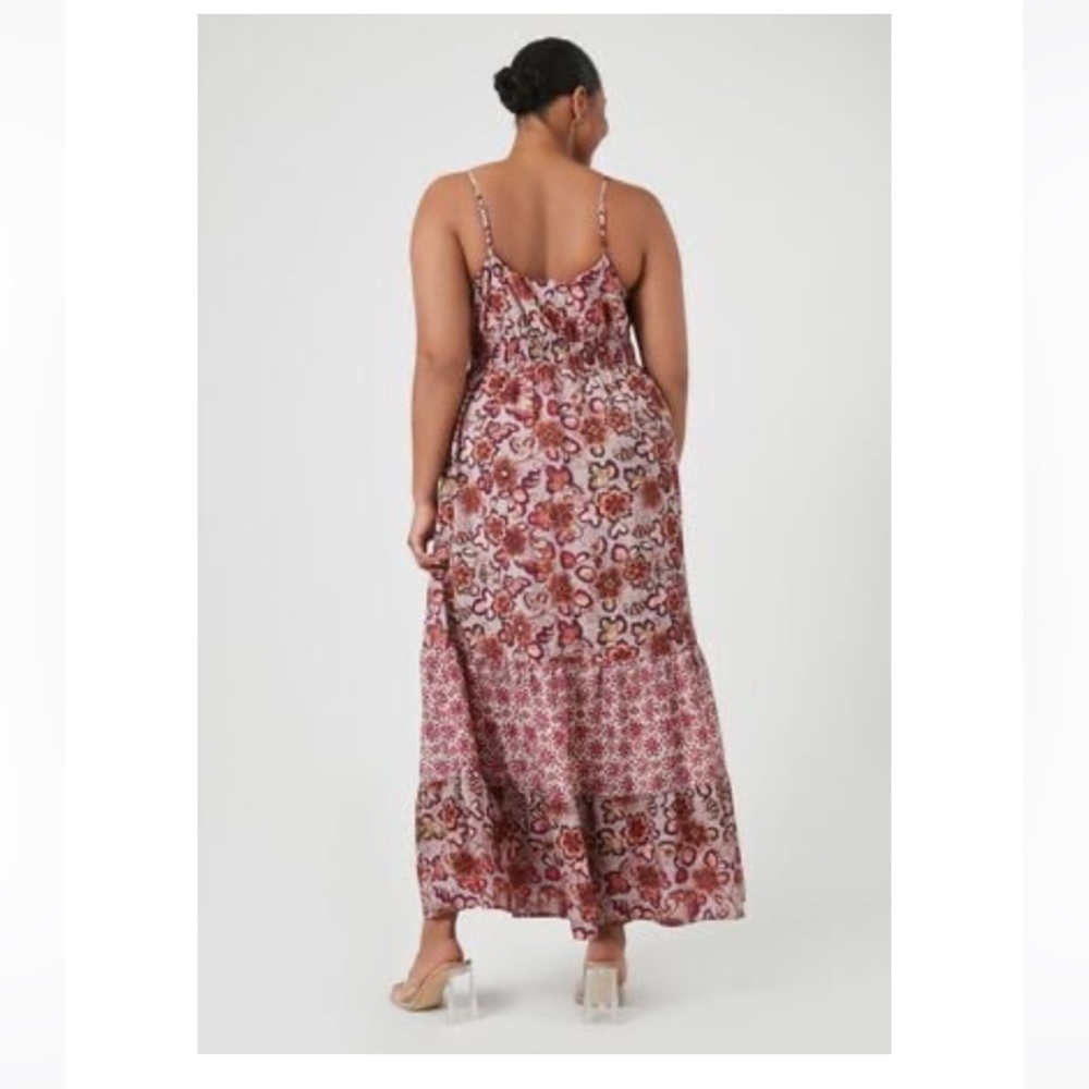 Forever 21 Burgundy Surplice Long Sleeveless Floral Maxi Dress NWT - Picture 4 of 4